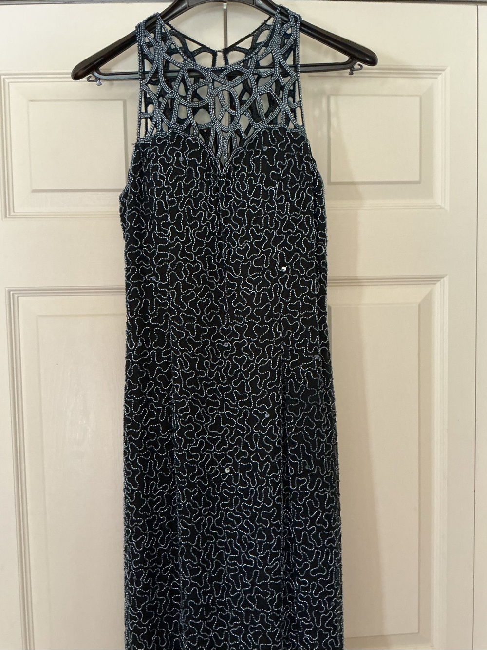 Vintage 90's SCALA 100% Silk Beaded Spiderweb Bombshell Gown